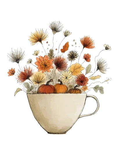 Postkarte Herbsttassen, Motiv 01