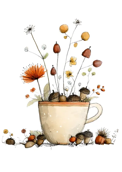 Postkarte Herbsttassen, Motiv 05