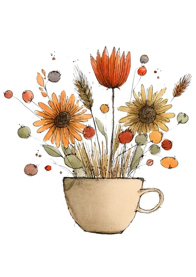 Postkarte Herbsttassen, Motiv 06