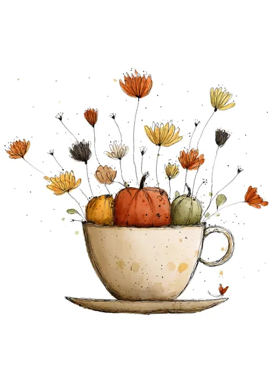 Postkarte Herbsttassen, Motiv 08